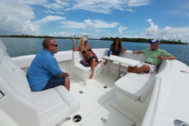 Add a table to create a seating area suitable for entraining guests.