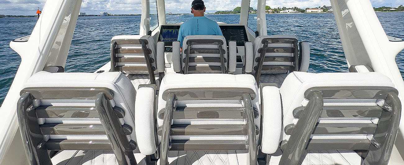 1st and 2nd Row Seating: Luxurious seating behind the air conditioned console is available for up to six passengers.